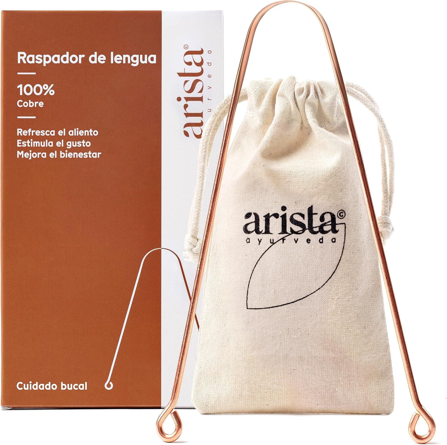 Arista Raspador de língua pack de 1, limpador de língua bucal contra o mau hálito, raspador língua cobre Ayurveda, limpador lingual