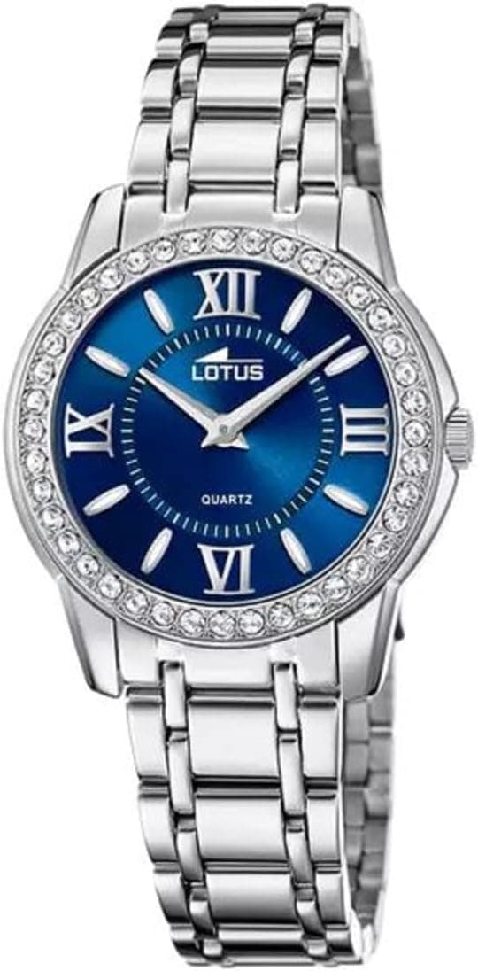 Lotus Relógio analógico para mulheres de quartzo com correia em aço inoxidável 18887/4, Prateado / azul, Moderno ou minimalista