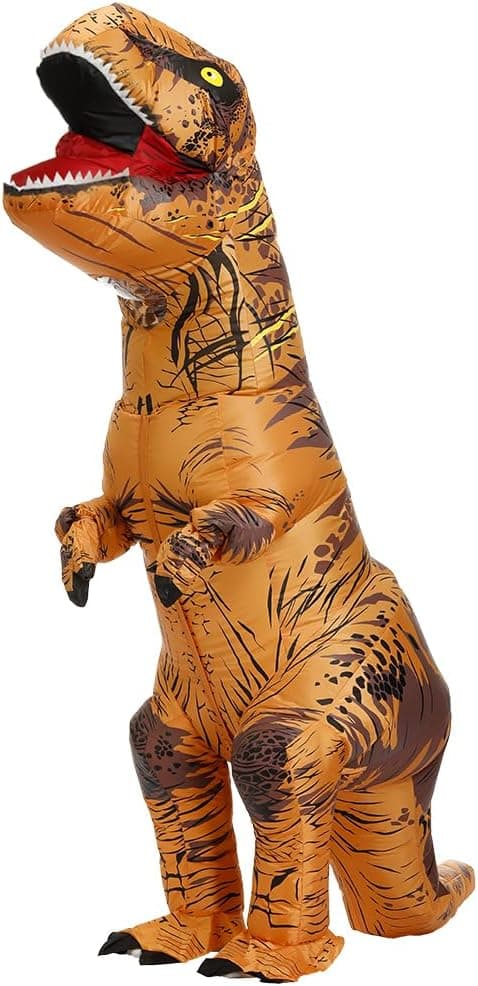 JASHKE Fato insuflável de tiranossauro, roupa de dinossauro engraçada