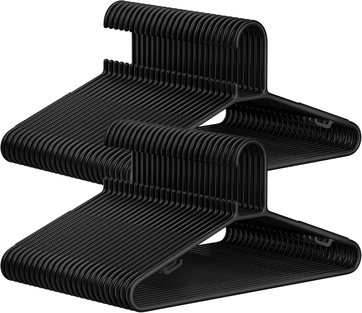 SONGMICS Conjunto de 50 cabides de plástico, cabide que economiza espaço, cabides leves, para calças, casacos, vestidos, preto CRP009B50