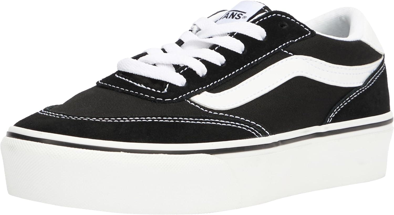 Vans Brooklyn LS Platform | Sapatilhas casuais em camurça preto e branco para mulher