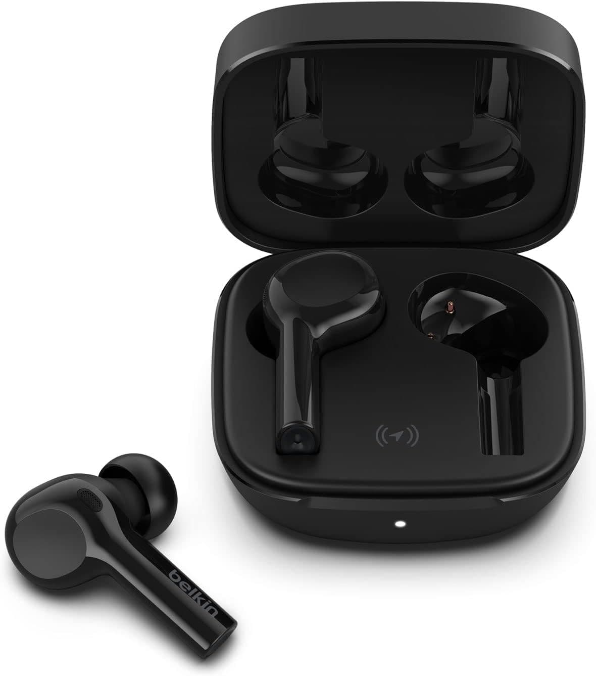 Belkin Auriculares sem fios SoundForm Freedom (Red Procurar da Apple, auscultadores Bluetooth com estojo de carregamento sem fio, certificação IPX5, graves potentes, para iPhone e Android), pretos