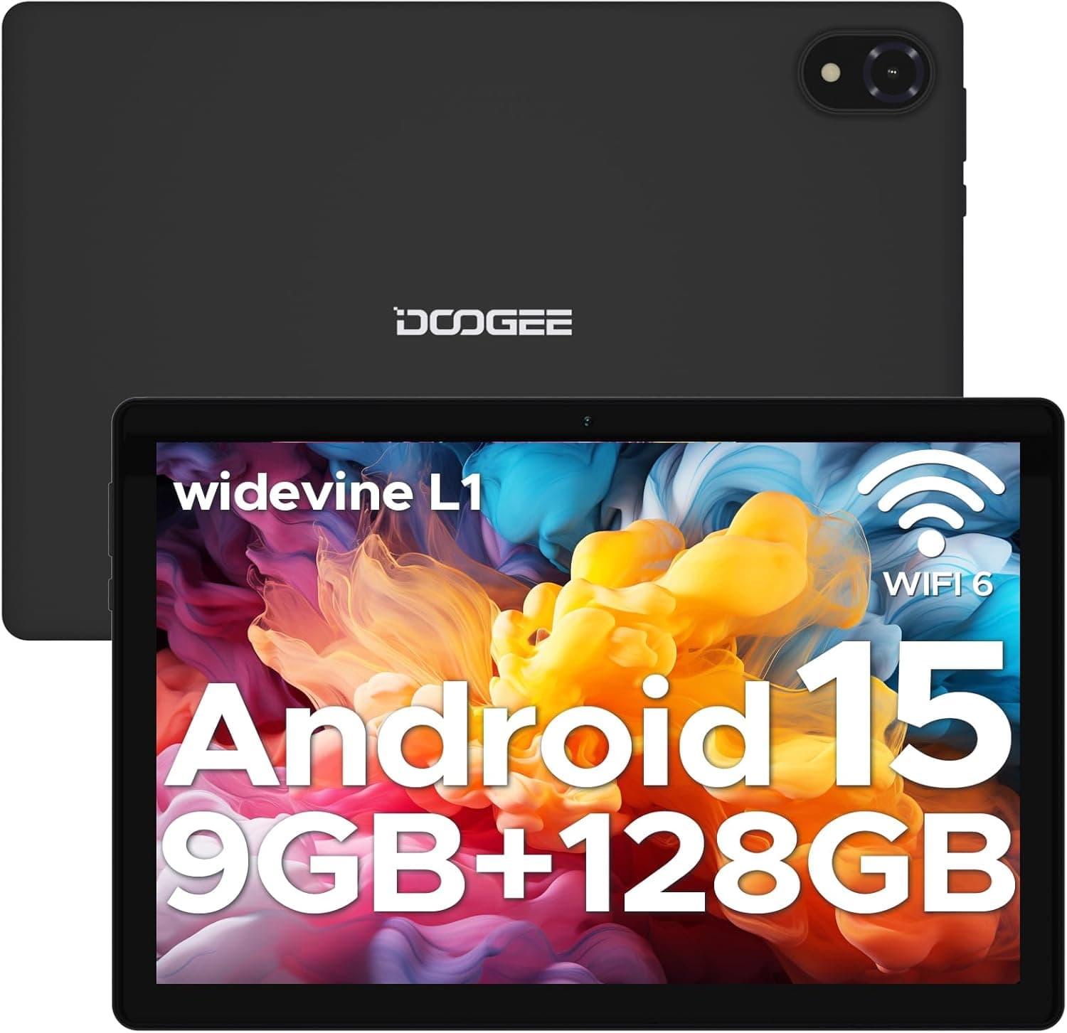 DOOGEE Tablet U10 Andriod 15, tablet de 10 polegadas, WiFi 6 Tablet para crianças, 9 GB RAM+128 GB ROM Tablet pc, 1280  800 IPS, TÜV, 5060 mAh, Face ID, OTG, Bluetooth 5.0, 8 MP, 8 MP. + 5MP, G/Rei