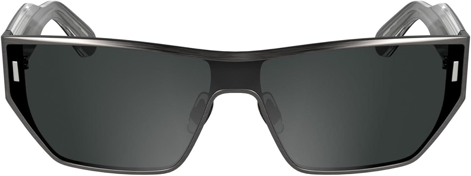 Calvin Klein CK25102S | Óculos de sol unissexo em ruténio escuro mate com lentes cinzentas sólidas