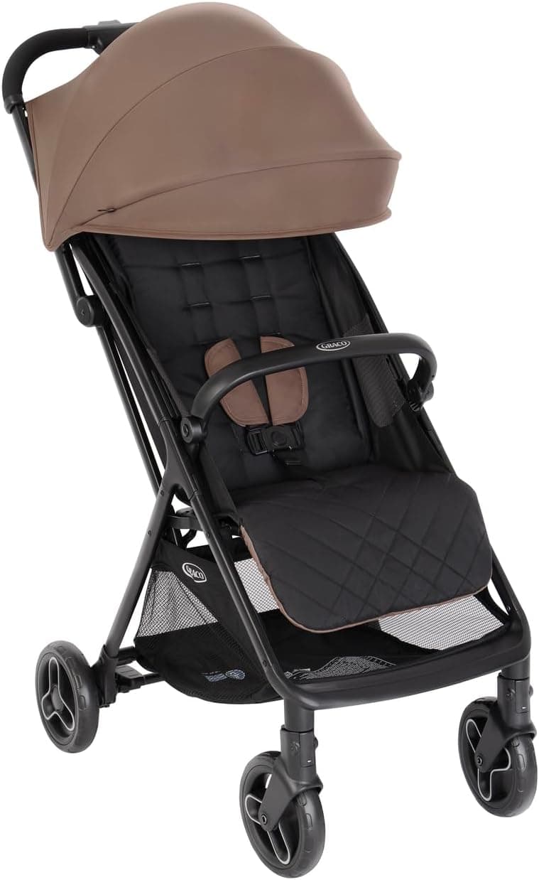Graco - Myavo Carrinho de passeio leve e de dobragem rápida, desde o nascimento até aos 4 anos aprox. (22 kg), com cobertura de chuva, cor fóssil