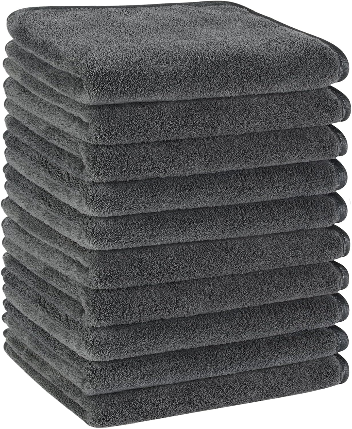 KinHwa Conjunto de 10 toalhas de hóspedes de 30 x 50 cm, microfibra, macias e absorventes, 30 x 50 cm, cinzento escuro