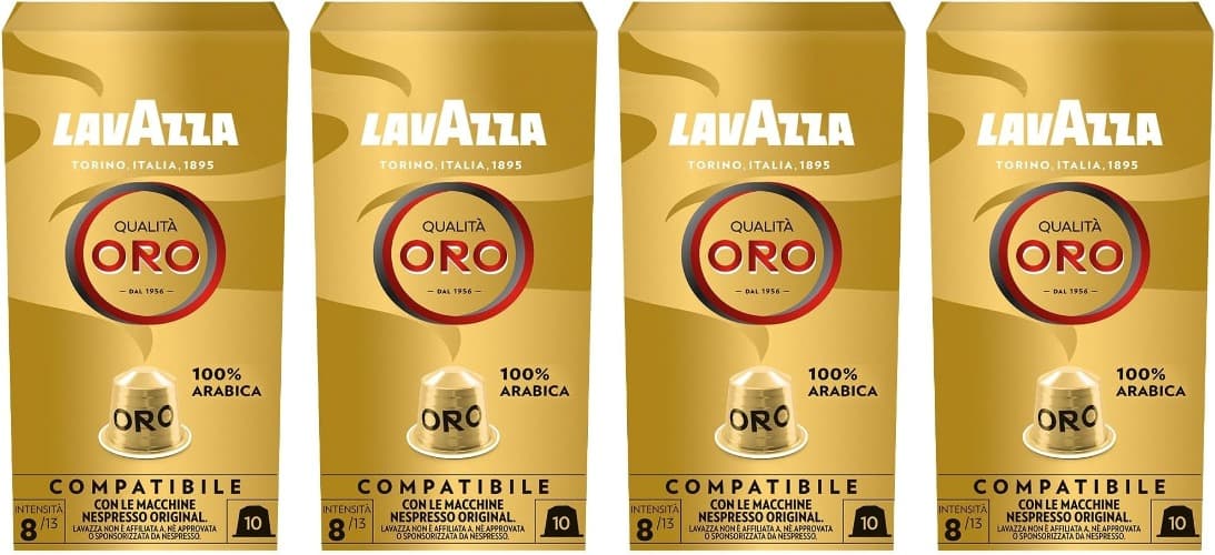 Lavazza Qualità Oro | Cápsulas de café 100% arábica compatíveis com Nespresso notas florais e frutadas embalagem com 10 unidades x 4
