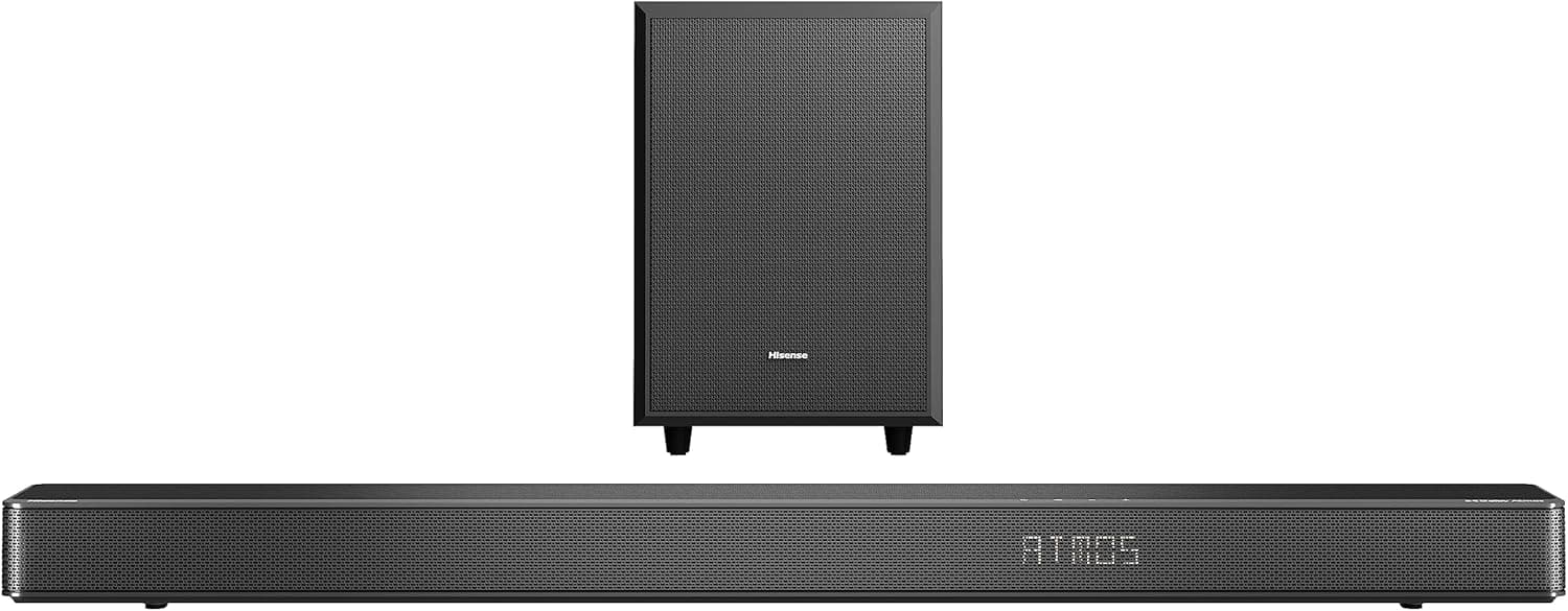Hisense Barra de som AX3120G (2023) 3,1,2 Ch 360 W com subwoofer sem fios e Dolby Atmos