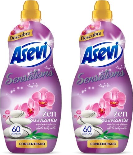 Asevi Sensations Zen | Amaciador concentrado com fragrância relaxante e essências naturais para 60 lavagens, 1,32 L x 2