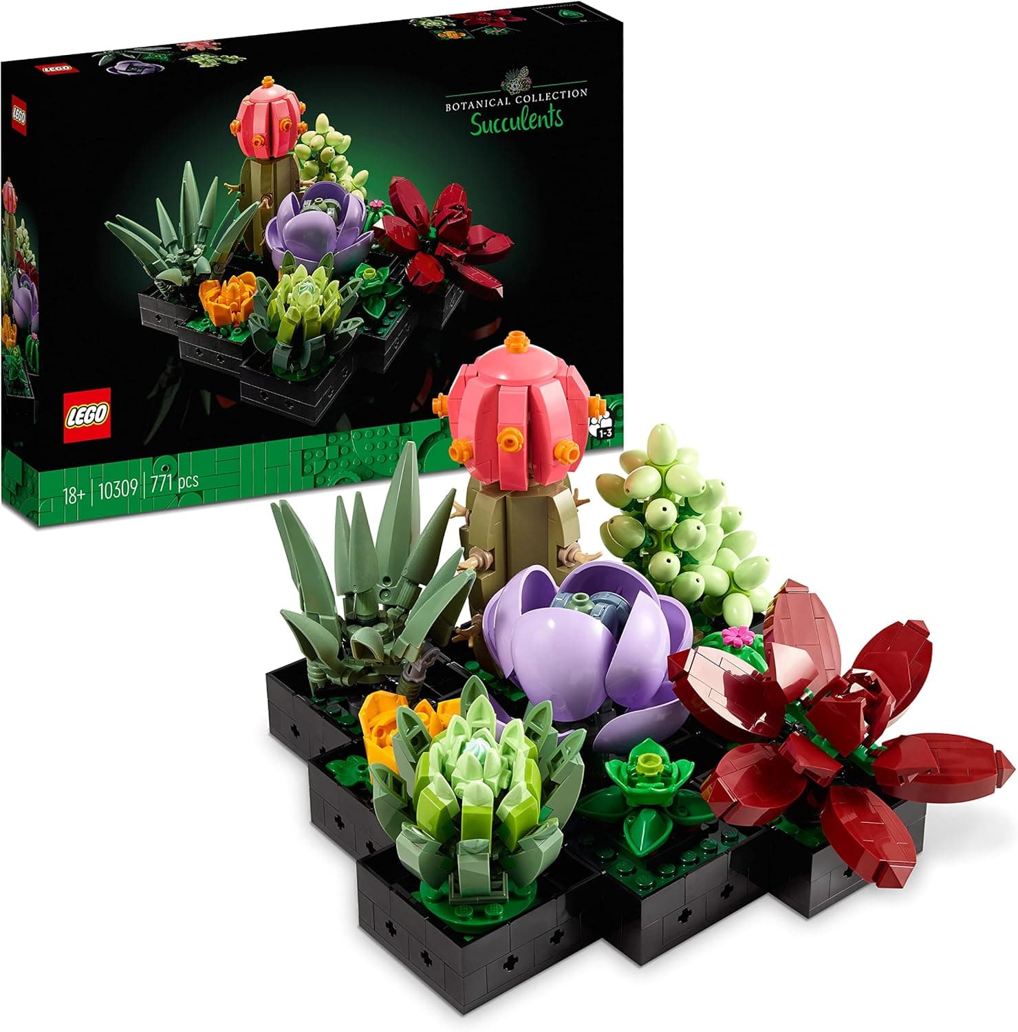 LEGO Maquete botânico suculentas de 9 plantas artificiais para construir, decoração para casa, artesanato para adultos, presente romântico para mulheres e homens no dia dos namorados 10309