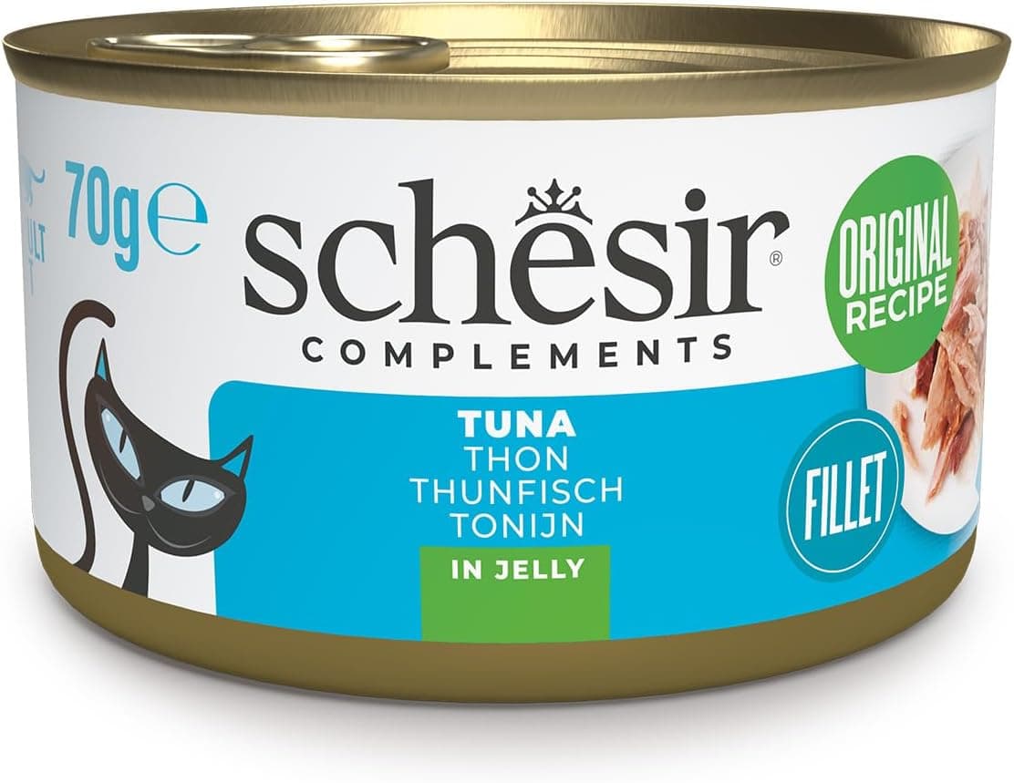 Schesir Fillets | Alimento húmido complementar para gato com atum em gelatina 12x70 g