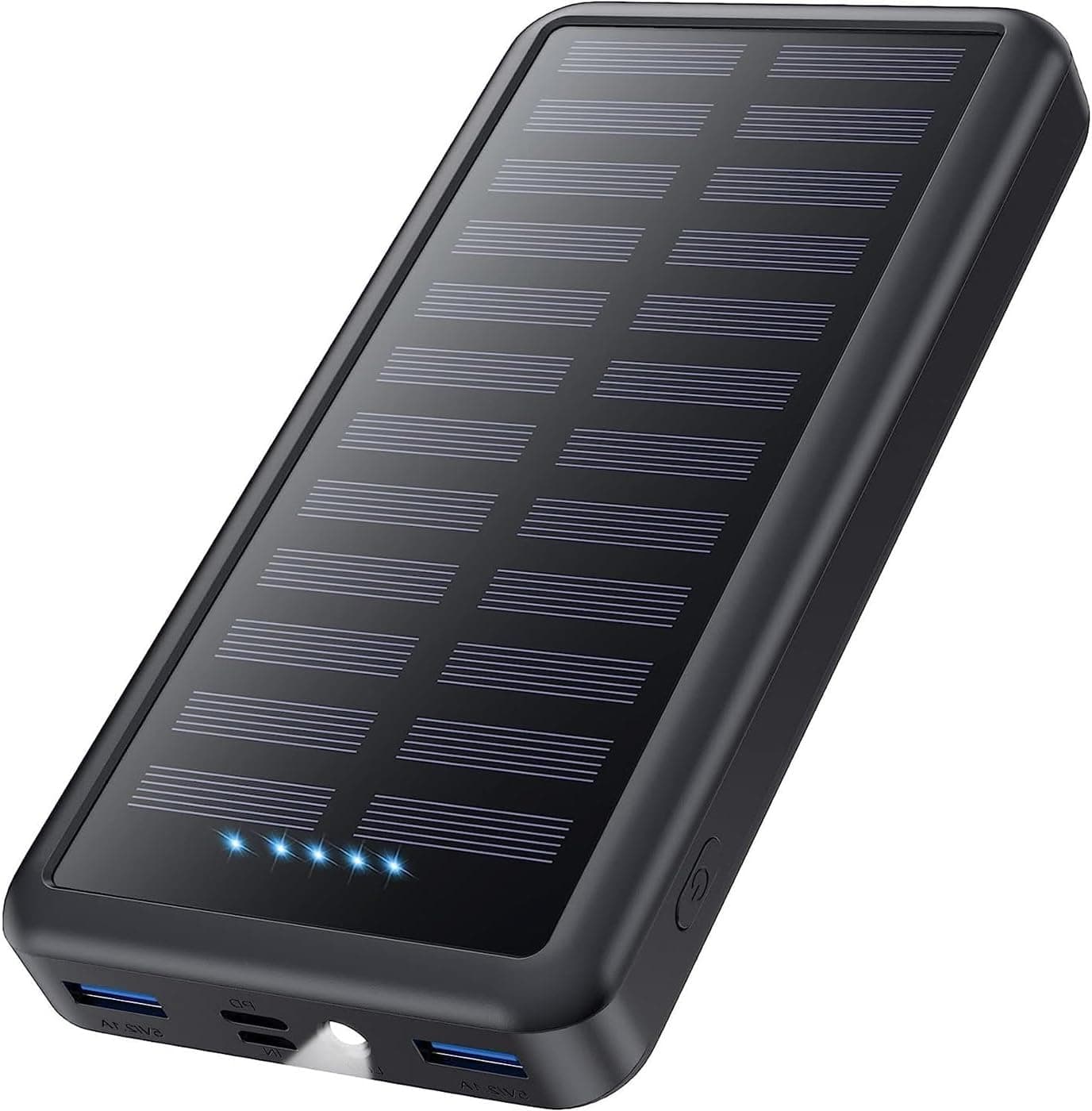 Pxwaxpy Power Bank 26800 mAh, carregador solar de 15 W 3,0 A carregamento rápido, 3 saídas, 3 entradas, carregador portátil USB C entrada e saída bateria externa com lanterna LED