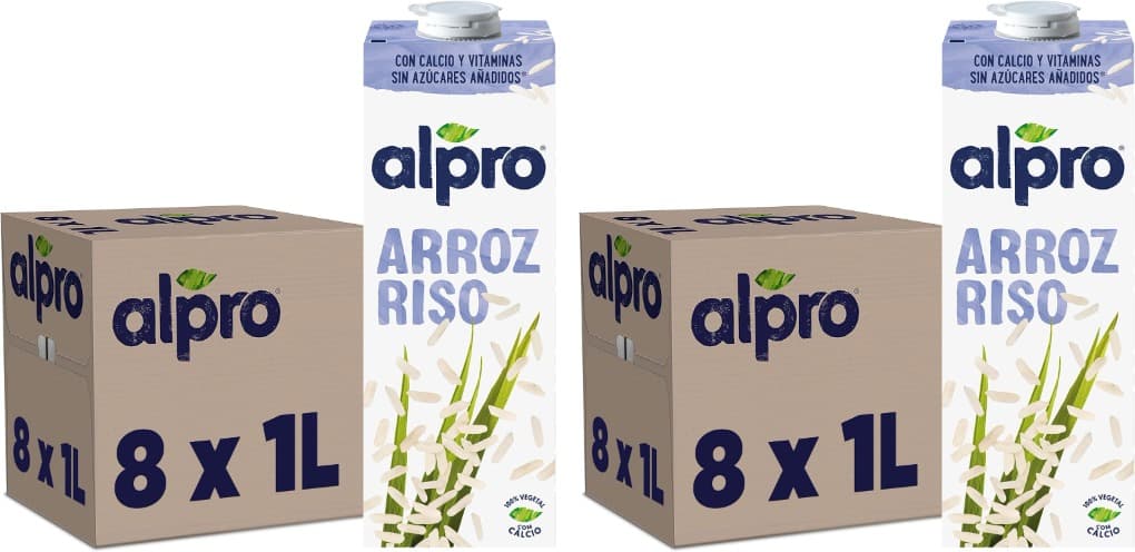 Alpro Rice | Bebida vegetal de arroz, 16 x 1 L