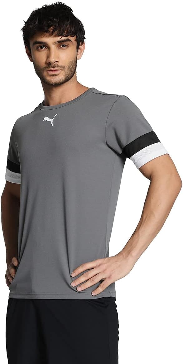 PUMA Teamrise Jersey | T-shirt desportiva masculina em poliéster com tecnologia dryCELL, gola redonda e logótipo frontal