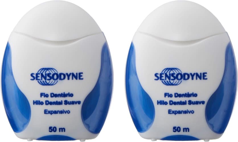 Sensodyne Fio dental macio e expansivo, com flúor e sabor de menta fresco, para pessoas com sensibilidade dentária, 50 m x 2