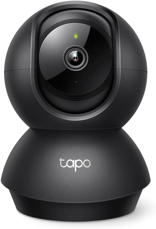 Tapo C201 - Câmara WiFi interior FHD, câmara de vídeo, visão noturna, visão noturna de 360°, áudio bidirecional, deteção de movimento e notificações, alarme acústico e luminoso integrado