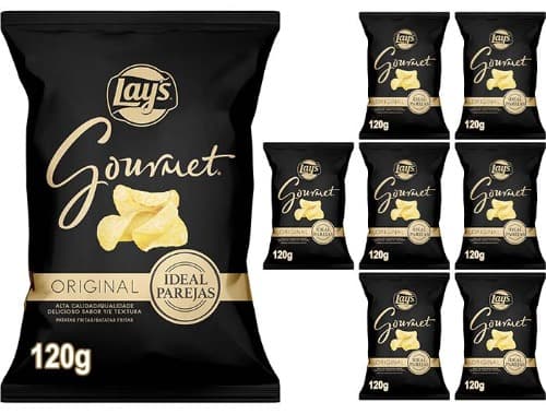 Lay's Gourmet, batatas fritas com sal, 120 g x 8