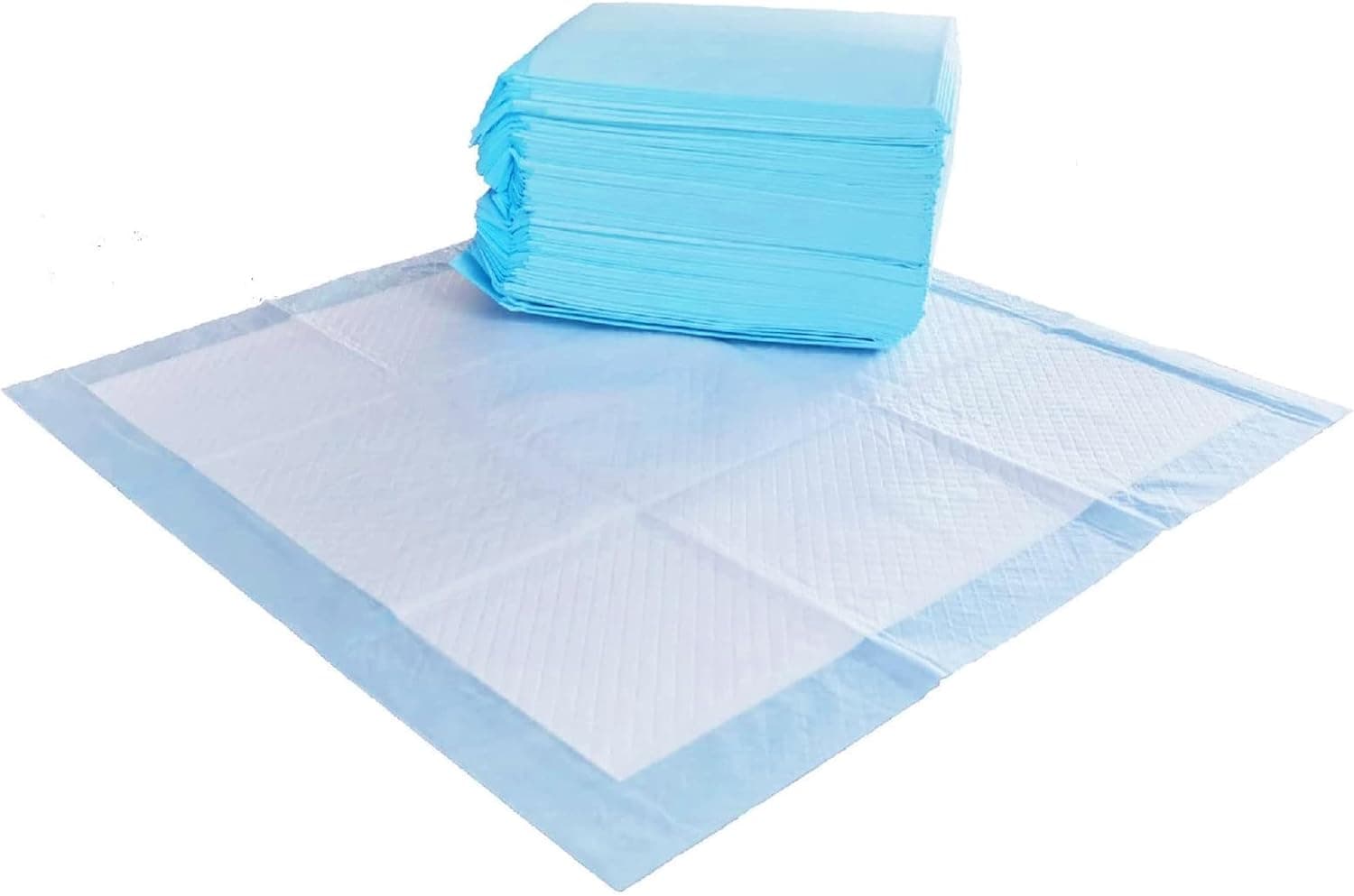 Amazon Basics - Tapete de entrenamiento para perros, a prueba de fugas, 5 capas, con perfume, 55,88 x 55,88 cm, paquete de 50 unidades, Azul and Blanco