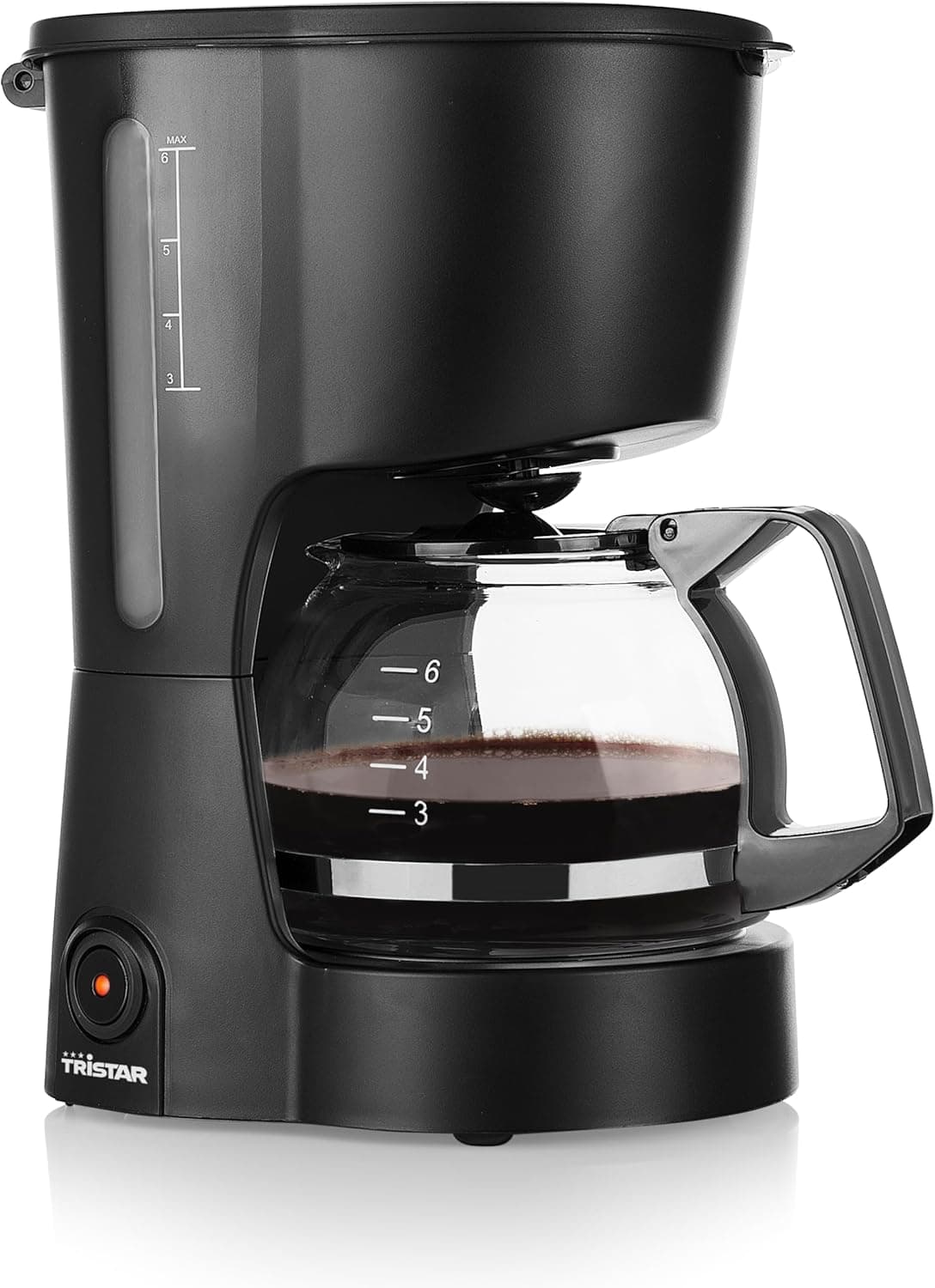 Tristar Cafeteira, capacidade de 6 chávenas, 600 W, função de manter quente, desligar automático, filtro permanente, sistema anti-gotejamento, compacto e portátil, fácil de limpar, CM-1246 