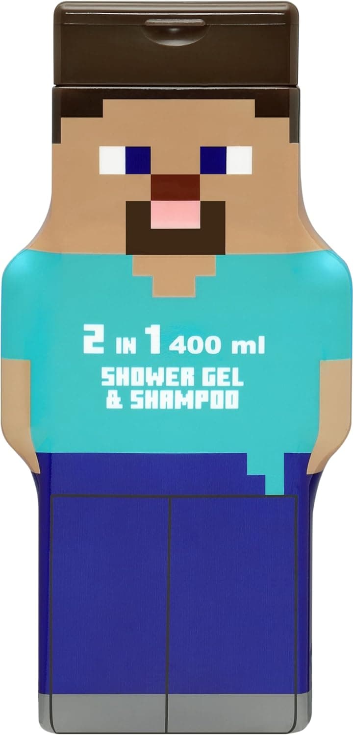Air Val International Minecraft Steve | Gel de duche e champô 2 em 1 para crianças 400 ml