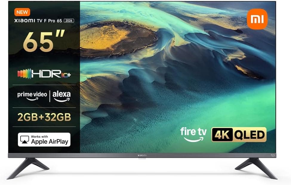 XIAOMI TV F Pro 65, 65 polegadas (165 cm), 4K UHD QLED, Smart TV, Fire TV, controlo de voz Alexa, HDR10, modo Game Boost 120Hz, MEMC, 2 GB + 32 GB, compatível com Apple AirPlay, 20 25 BR