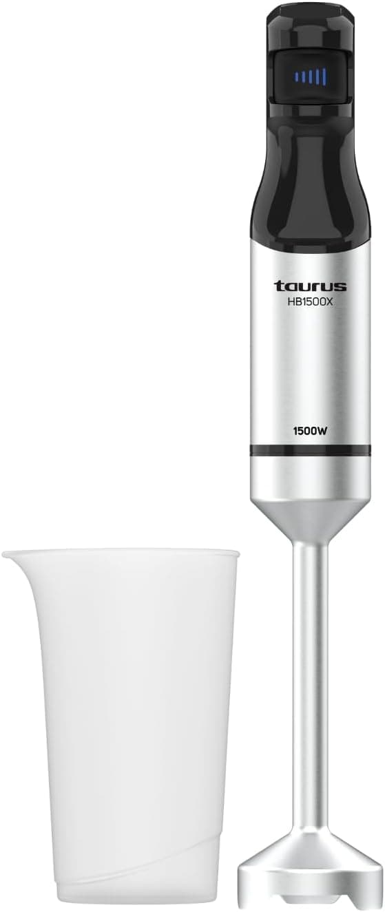 Taurus - Liquidificadora de mão | 1500 W | Picador elétrico INOX | 20 velocidades turbo | Copo medidor, picada gelo, alimentos congelados, frutos secos