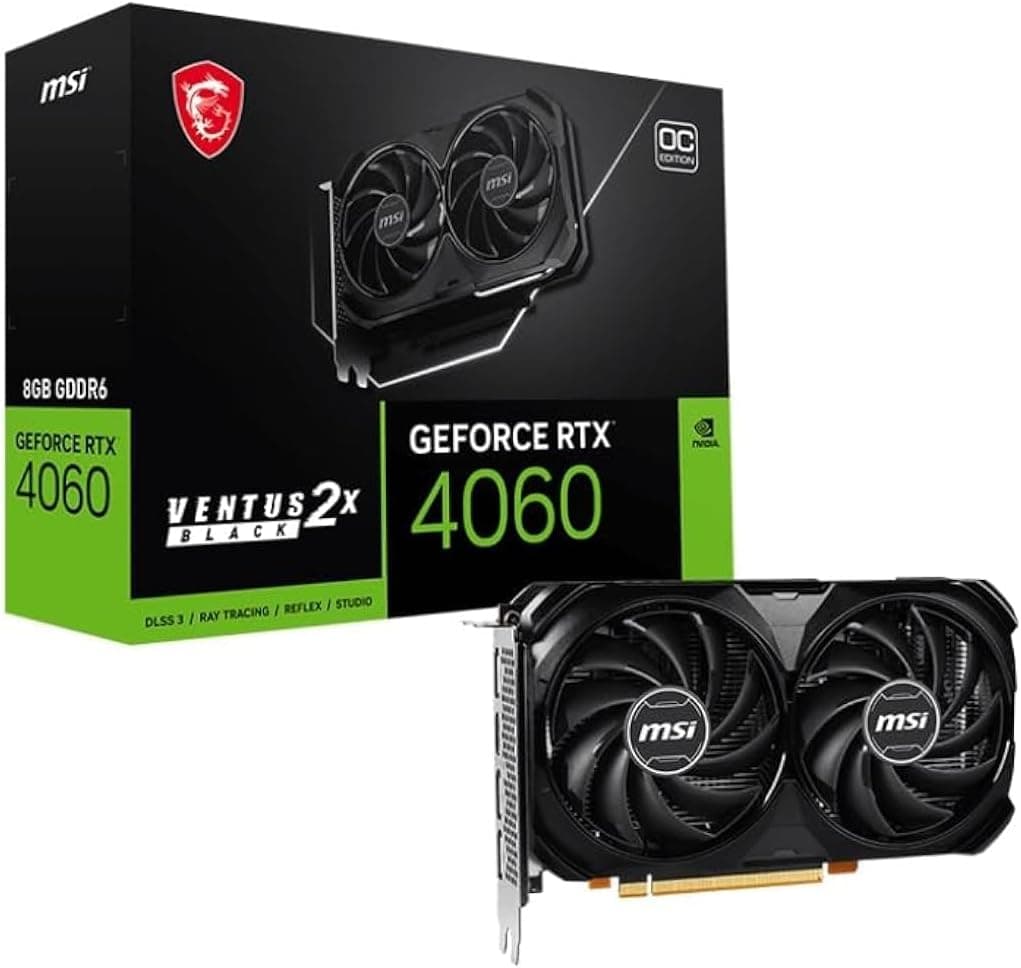 MSI GeForce RTX™ 4060 VENTUS 2X BLACK 8G OC Placa gráfica - NVIDIA RTX 4060, 8 GB de memória GDDR6, 18 Gbps, PCIe 4.0, DLSS3