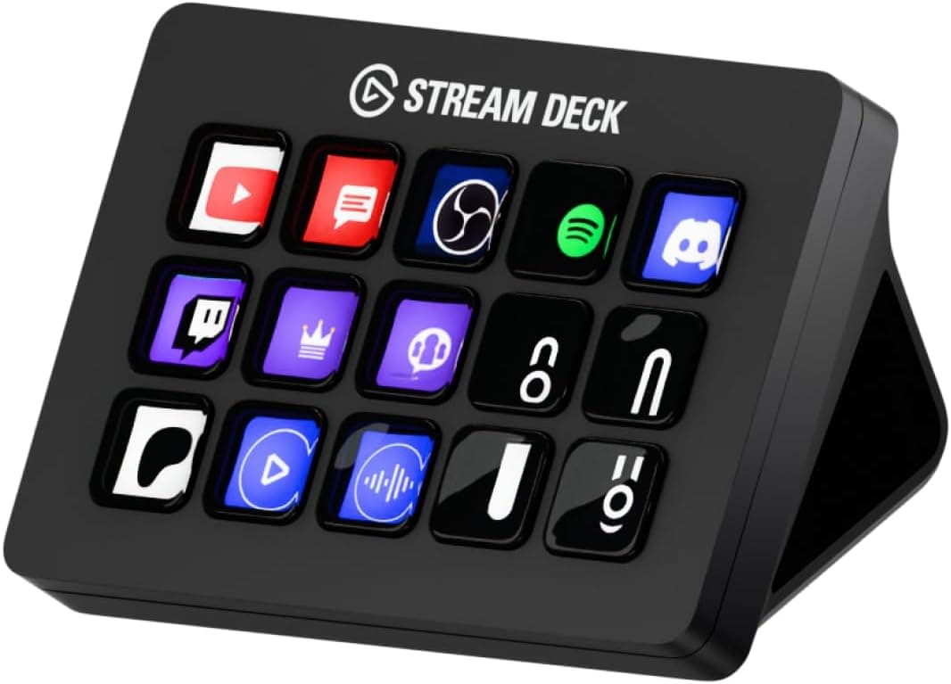 Elgato Stream Deck MK.2 – Controlador de estúdio, 15 teclas macro, ativa ações em apps e software como OBS, Twitch, YouTube e outros, funciona no Mac e PC, preto