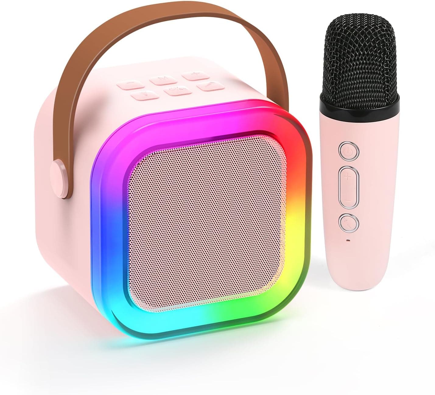 Fede Karaoke Microfone para crianças, mini karaoke infantil microfones sem fios altifalante Bluetooth portátil com efeitos de mudança de voz e luzes LED