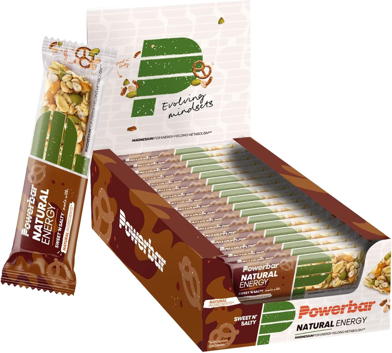 PowerBar Natural Energy Cereal | Barras energéticas sabor doce e salgado, caixa com 18 unidades de 40 g