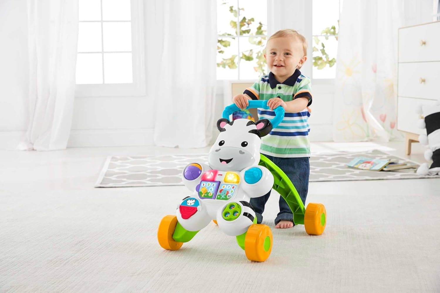 Fisher-Price Zebra Tagarela Andador primeiro passos, com música e luzes