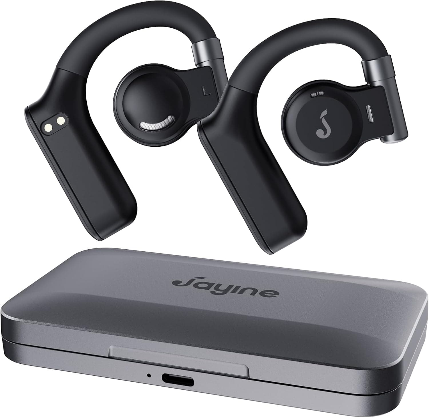 JAYINE Auriculares abertos Bluetooth, auriculares sem fios Bluetooth 5.3, design sobre a orelha, 10 horas de tempo de reprodução, IPX6 auriculares desportivos perfeitos para treinos
