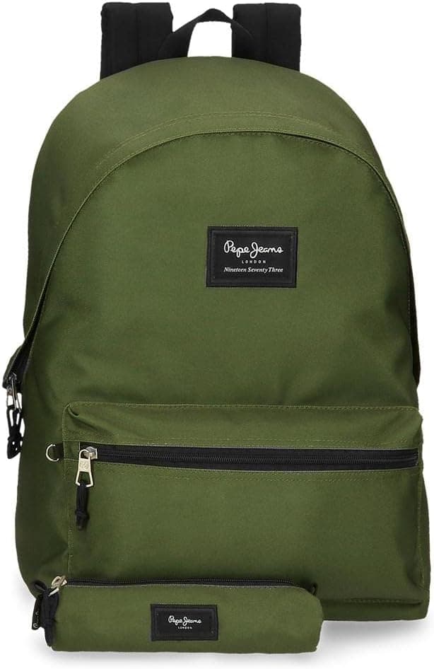 Pepe Jeans Aris | Mochila para portátil até 15,6 polegadas verde com estojo escolar 30 L