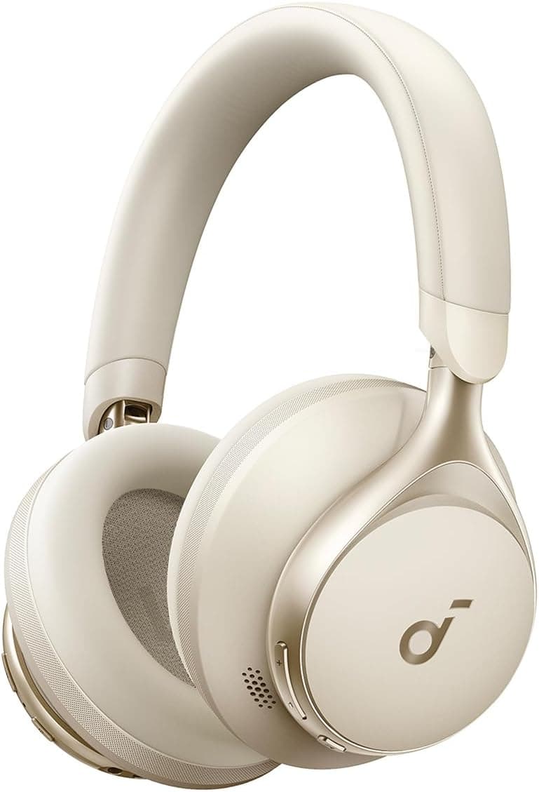 Soundcore Anker Space One auriculares cancelamento de ruído ativo adaptativo, capacetes sem fios Bluetooth redução de voz humana 2X mais forte, 40H ANC, controlo de aplicativos, LDAC Hi-Res Wireless