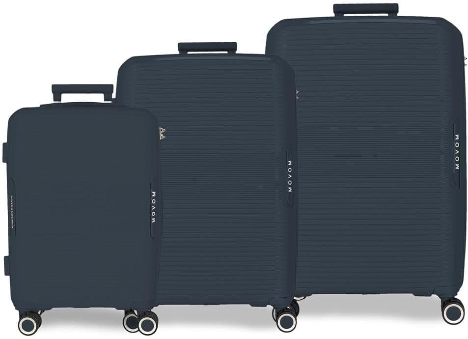 Movom Inari Malas rígidas ABS, tamanhos diferentes, preto, verde, vermelho, cinzento, poliéster, de Joumma Bags, Azul Marinho, Conjunto de 3 malas