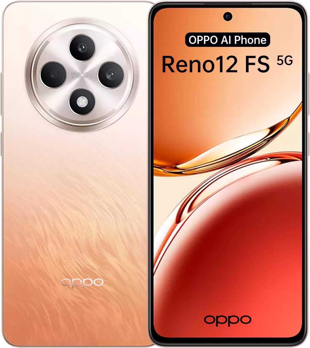 OPPO Reno12 FS 5G | Smartphone desbloqueado com 12 GB RAM 512 GB, ecrã OLED 120 Hz, câmara tripla 50 MP, carregamento rápido 45 W, bateria 5000 mAh laranja
