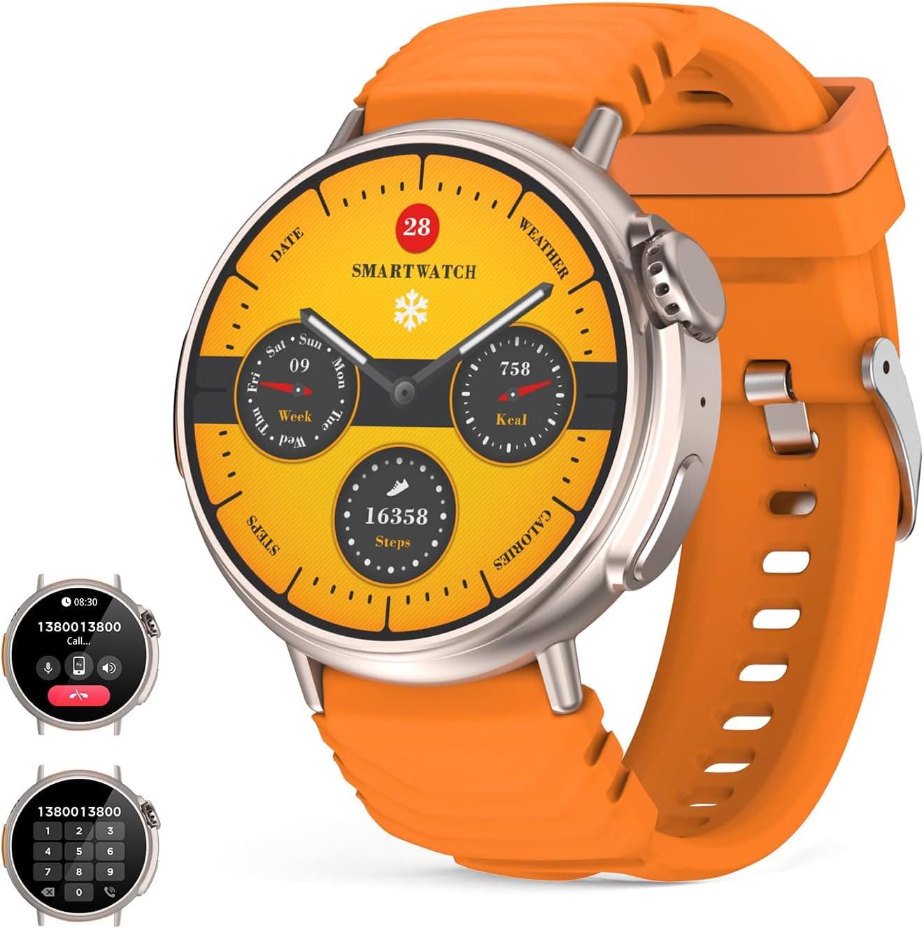 Relógio inteligente ultra homem mulher com chamadas e WhatsaApp (receber/fazer chamada), 1,52" redondo ecrã HD fitness tracker com monitor sonho, smartwatch com 120 modos de desporto para Android iOS