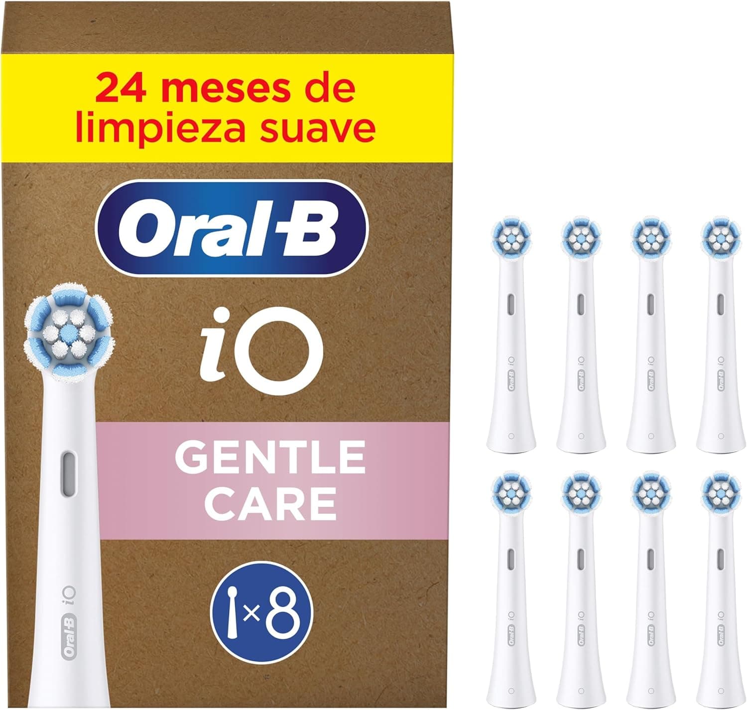 Oral-B Série iO Gentle Care cabeças de substituição originais, conjunto de 8 peças brancas para escovas de dentes elétricas oral - B iO, escovado suave, adequado para gengivas sensíveis
