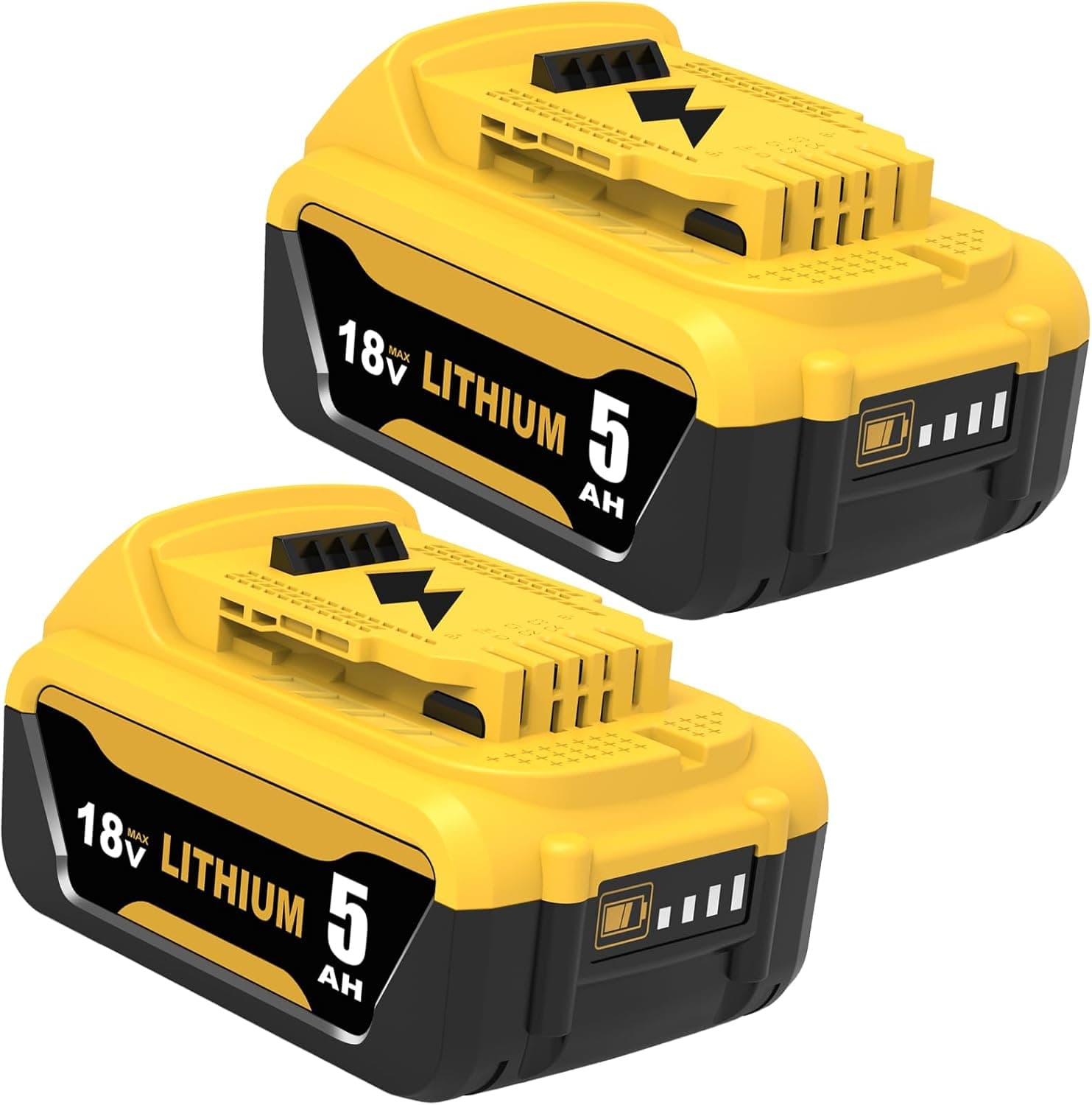 TOPBATT 2 peças 5000 mAh substituição para Dewalt bateria 18 V para Dewalt bateria DCB184 DCB180 DCB181 DCB182 DCB200 DCB201 DCB204 com indicador LED