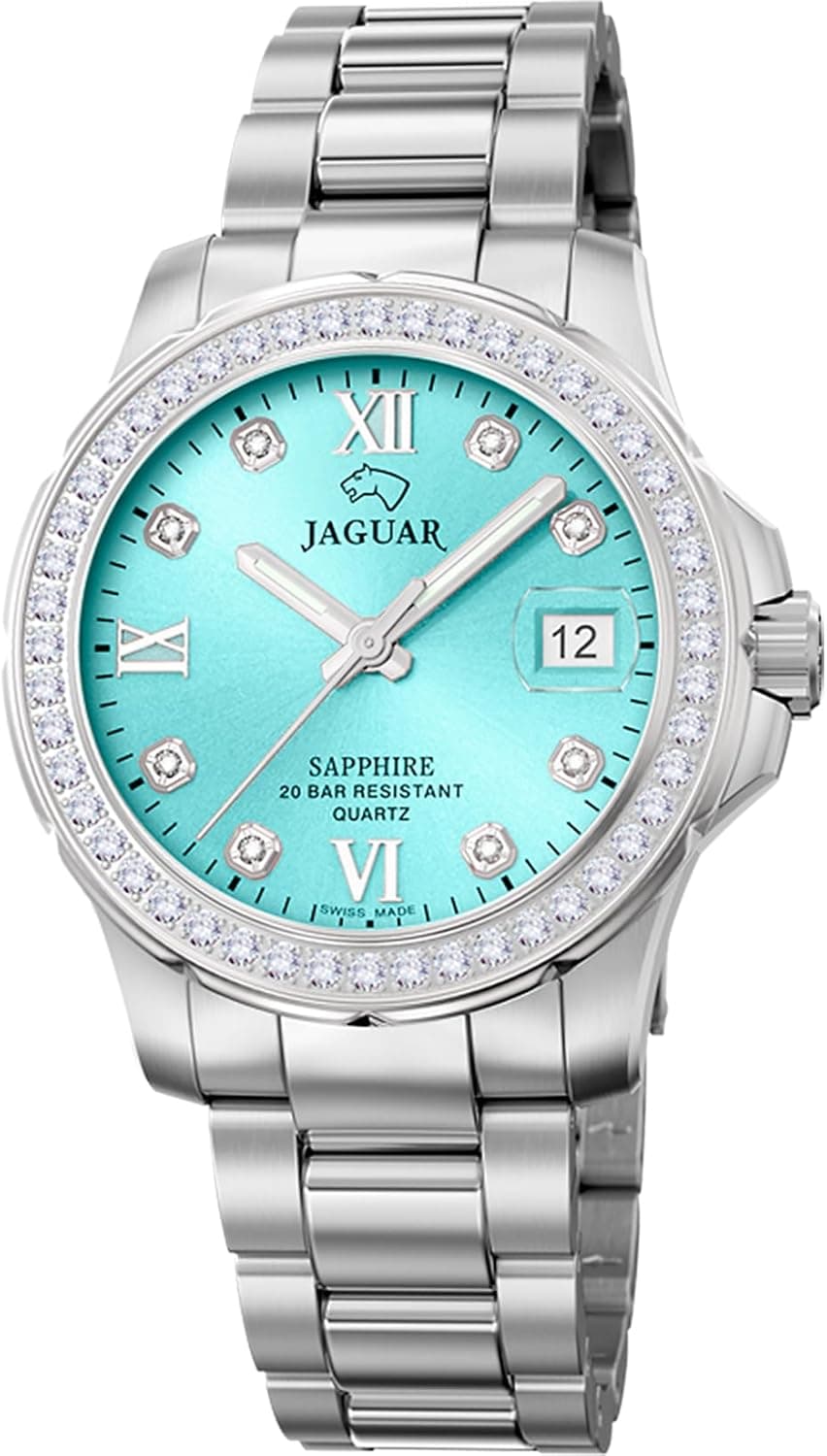 JAGUAR Relógio mulher J892/6 caixa de aço inoxidável executive 316 l prateado correia de aço inoxidável 316 l prateado, azul, pulseira