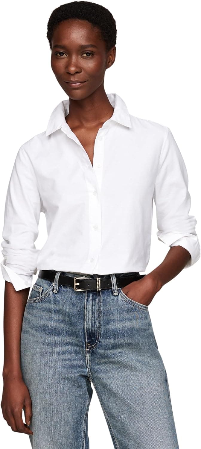 Tommy Hilfiger Camisa Oxford Cotton regular de algodão para mulher