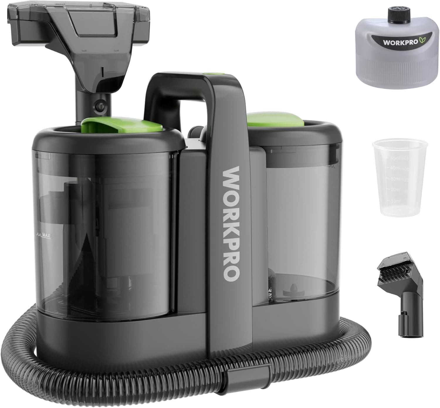 WORKPRO Aspirador de água tapeçaria, limpador de tapeçarias de 450 W, aspirador para tapetes com detergente, limpa carpetes, máquina de aspirador para tapeçarias, sofá, 75 dB