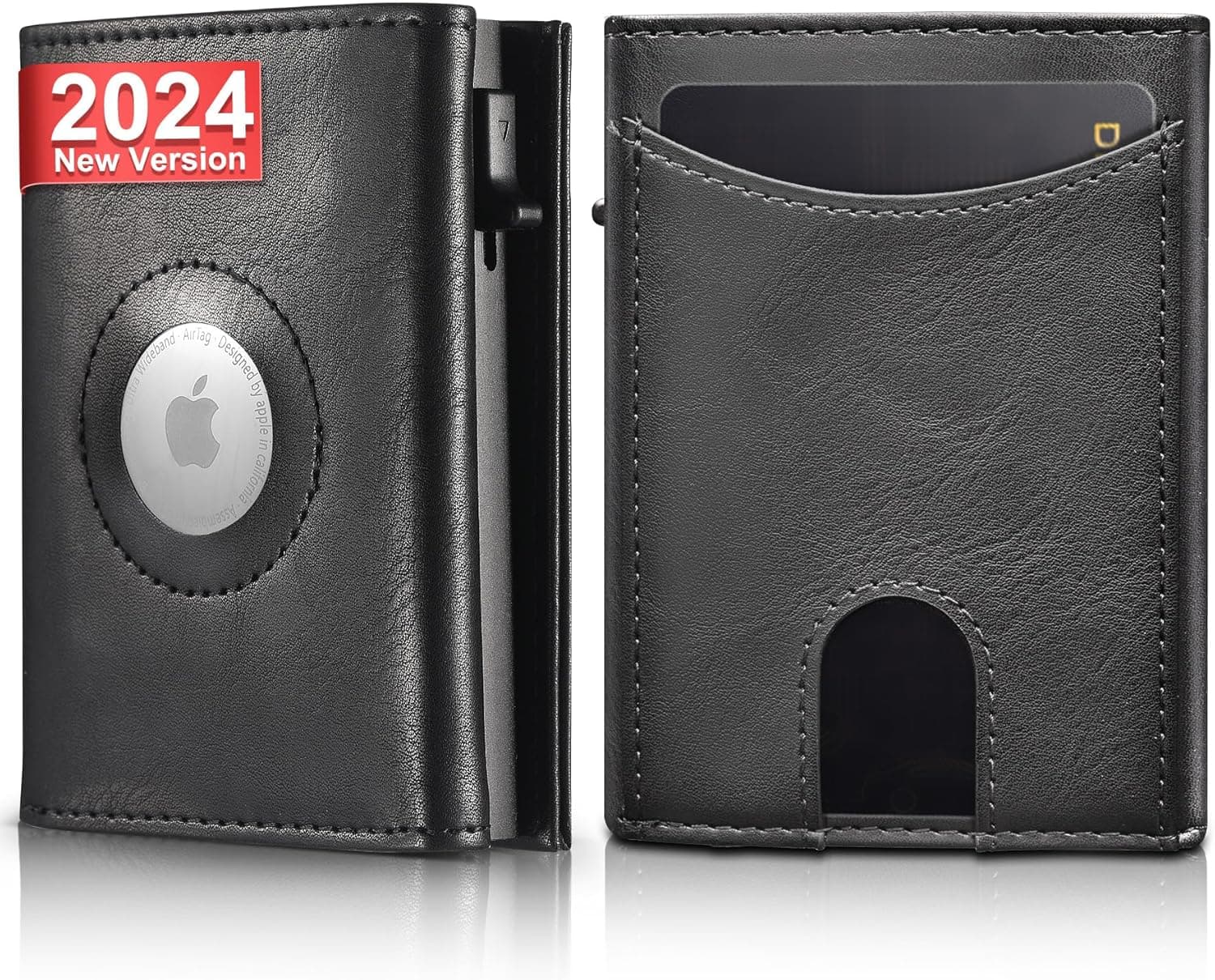 DOMIPHIE Airtag Wallet de couro premium, porta-cartões para homem, porta-moedas, Castanho, Moderno