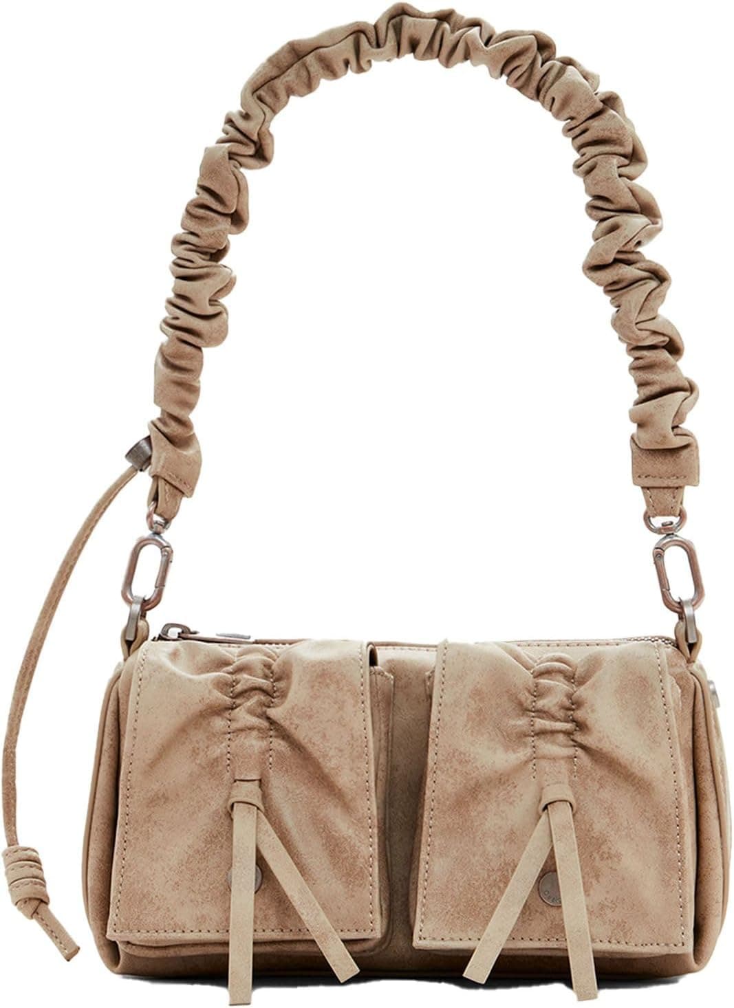 Desigual Bag Pockets Ties Mini | Mala tiracolo branca em tamanho compacto