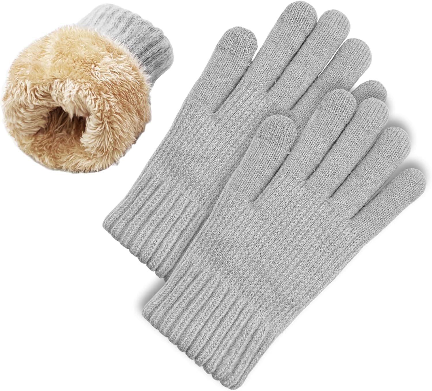 lifwimner Luvas de inverno com forro polar para mulher, luvas quentes de malha com ecrã tátil, luvas térmicas para trabalho atividades ao ar livre em interiores