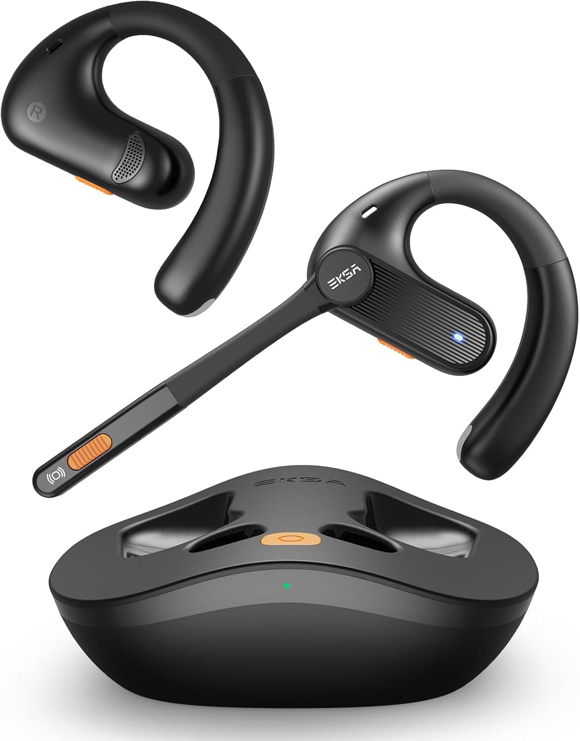 EKSA S30 Auriculares orelha aberta, Open Ear - auriculares escritório Bluetooth 5.3, auriculares sem fios carregamento USB-C, 4 cancelamento de ruído ENC Mic chamadas claras Openbuds, 70 horas de autonomia