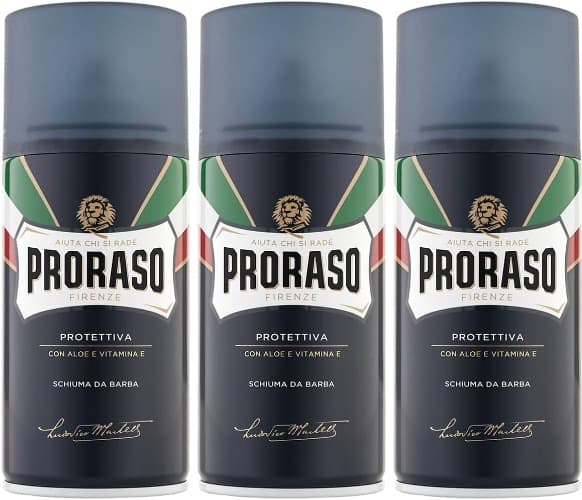 Proraso Espuma de barbear aloé vera e vitamina E (protetora) 300 ml, a embalagem pode variar