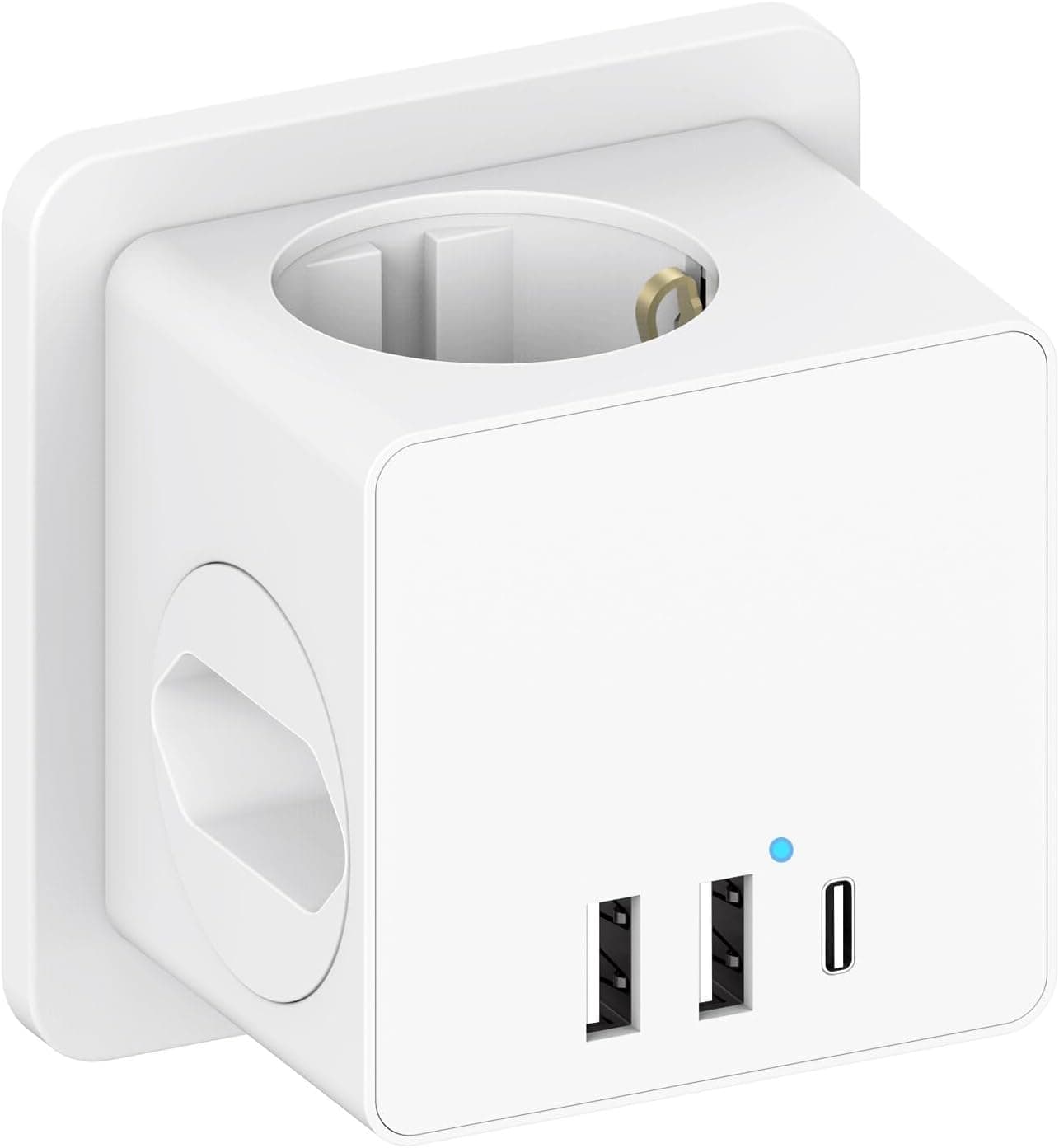 Tripla múltipla com 3 USB, 6 em 1 cubo carregador de ladrão tomadas, multi-parede com interruptor, tomada de parede compatível com casa escritório (branco)