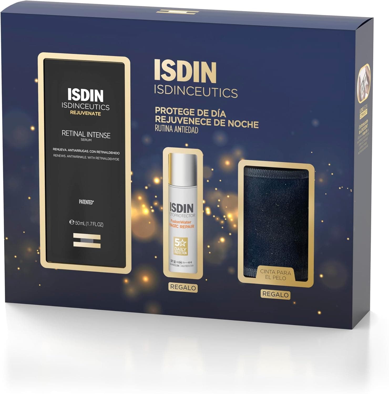 ISDIN PACK ISDINCEUTICS Rotina anti-idade noite - Retinal Intense 50 ml presentes mini Age Repair 10 ml fita de cabelo preta