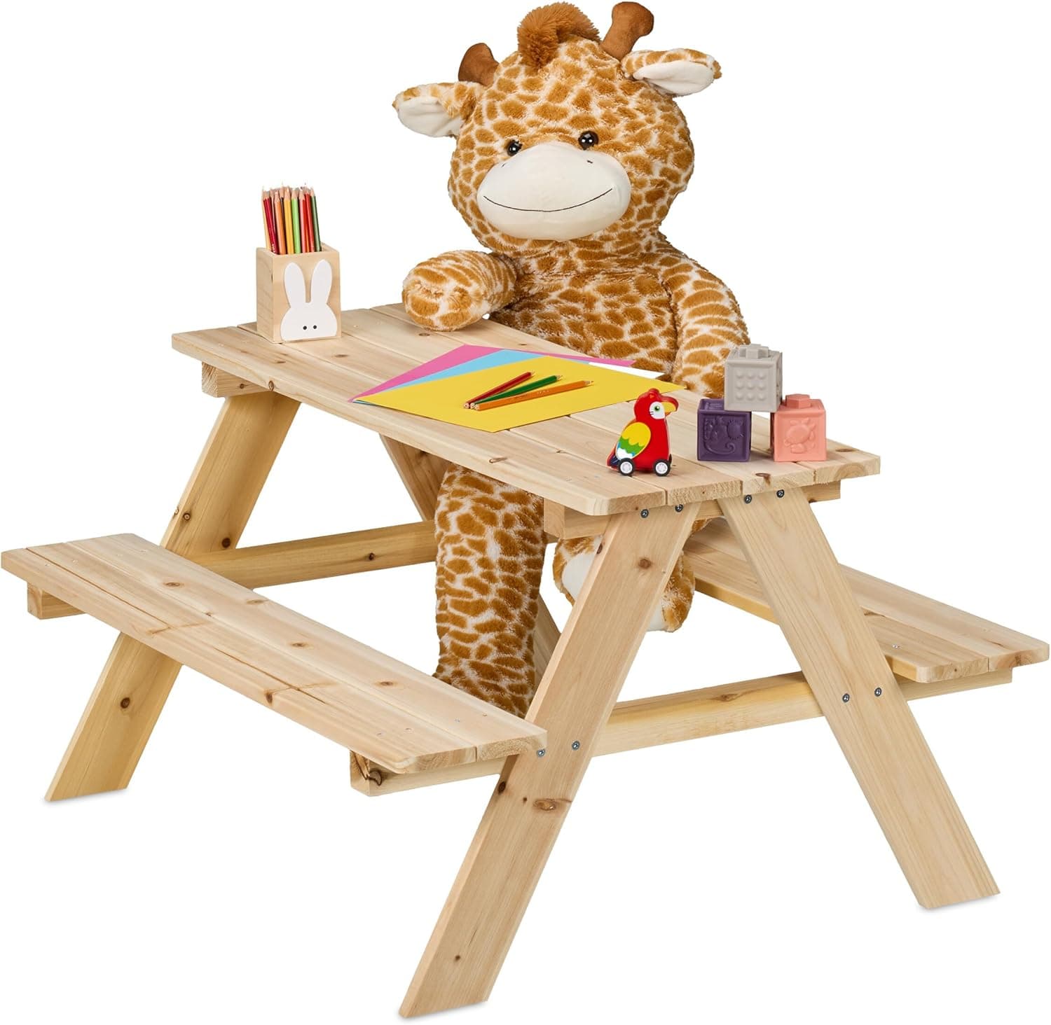 Relaxdays Mesa Picnic Infantil, 51 x 90 x 78 cm, para brincar, para 4 crianças